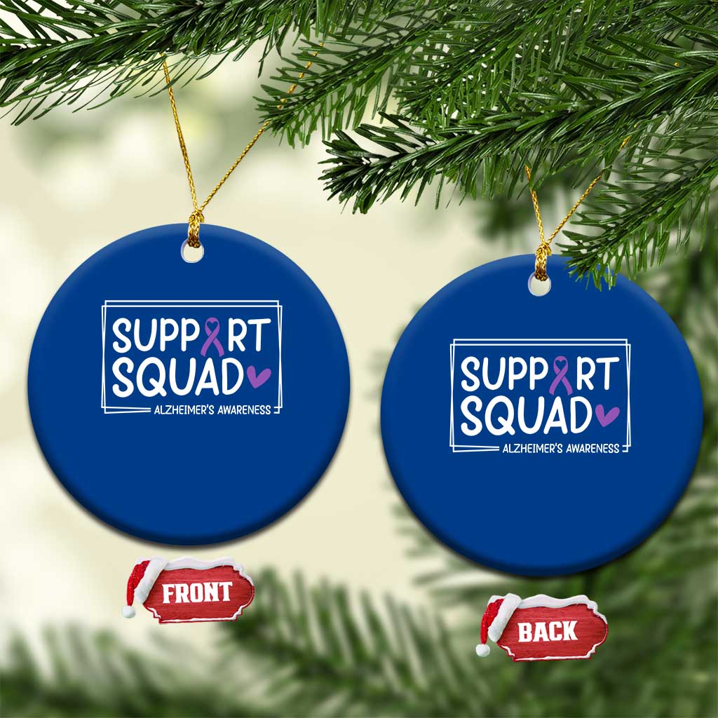 Support Squad Alzheimers Ceramic Ornament Purple Ribbon Hope Strength Love