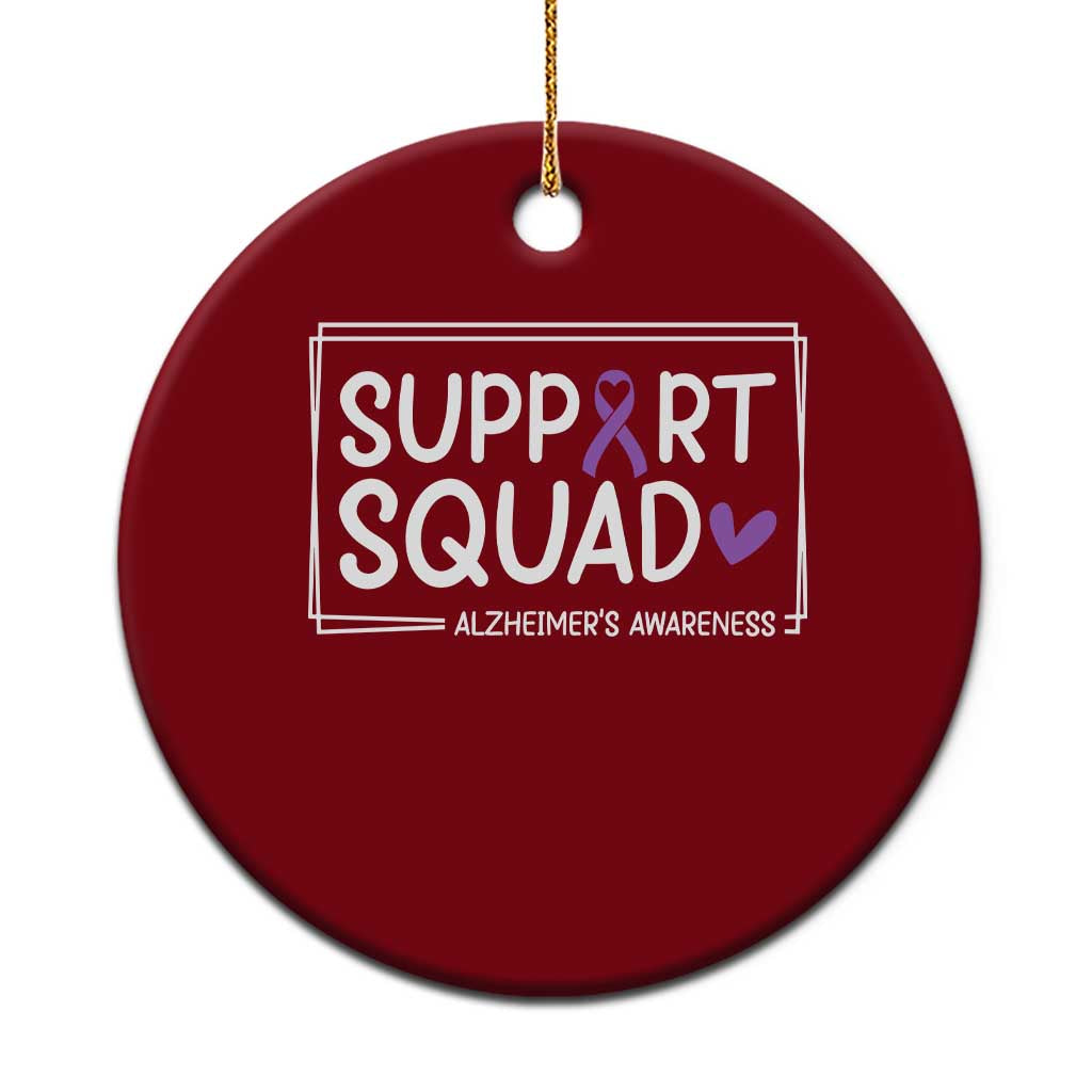 Support Squad Alzheimers Ceramic Ornament Purple Ribbon Hope Strength Love
