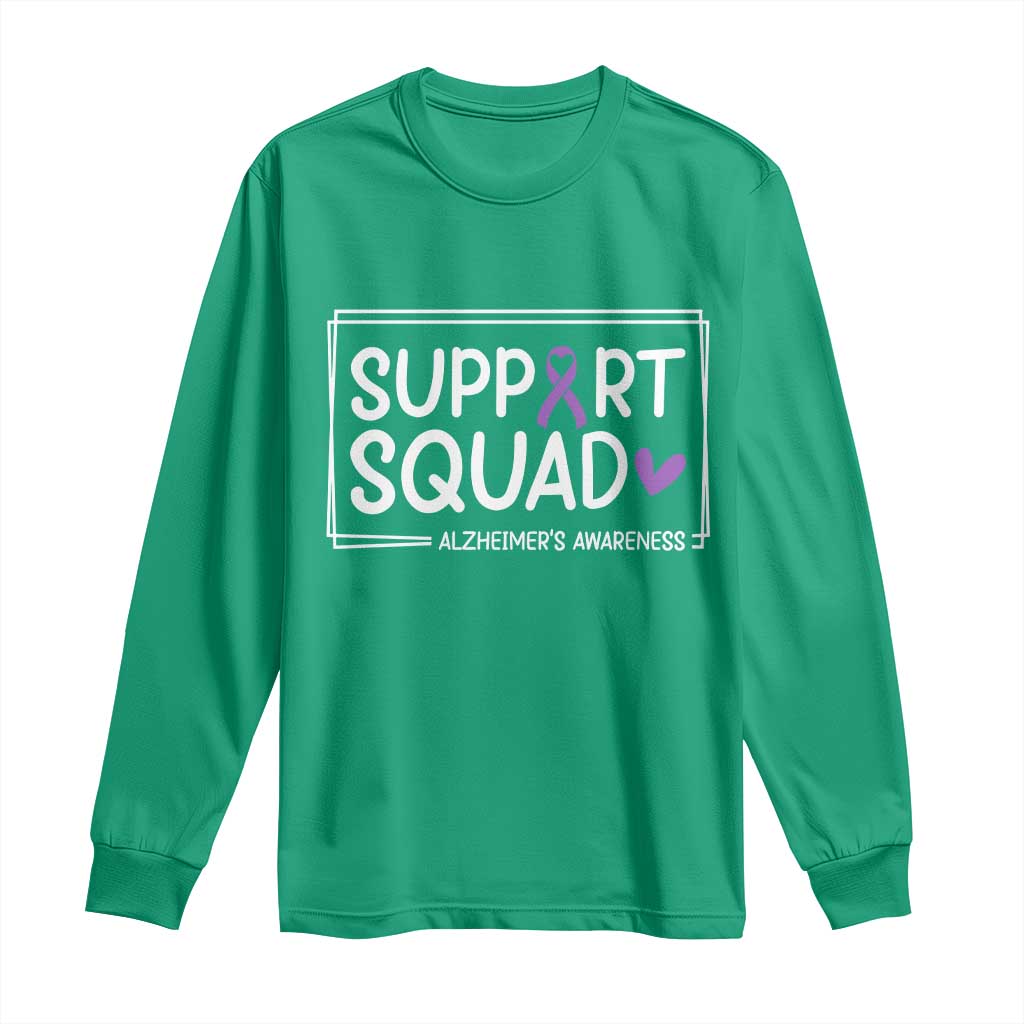 Support Squad Alzheimers Long Sleeve Shirt Purple Ribbon Hope Strength Love