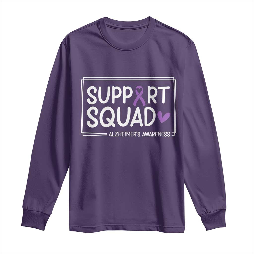 Support Squad Alzheimers Long Sleeve Shirt Purple Ribbon Hope Strength Love