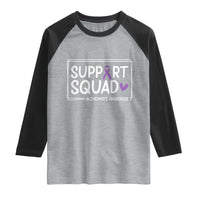 Support Squad Alzheimers Raglan Shirt Purple Ribbon Hope Strength Love