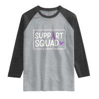 Support Squad Alzheimers Raglan Shirt Purple Ribbon Hope Strength Love