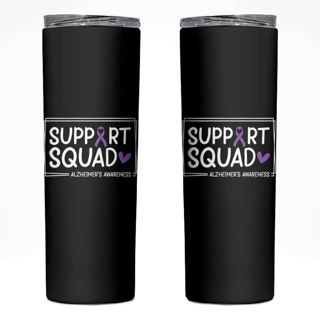 Support Squad Alzheimers Skinny Tumbler Purple Ribbon Hope Strength Love