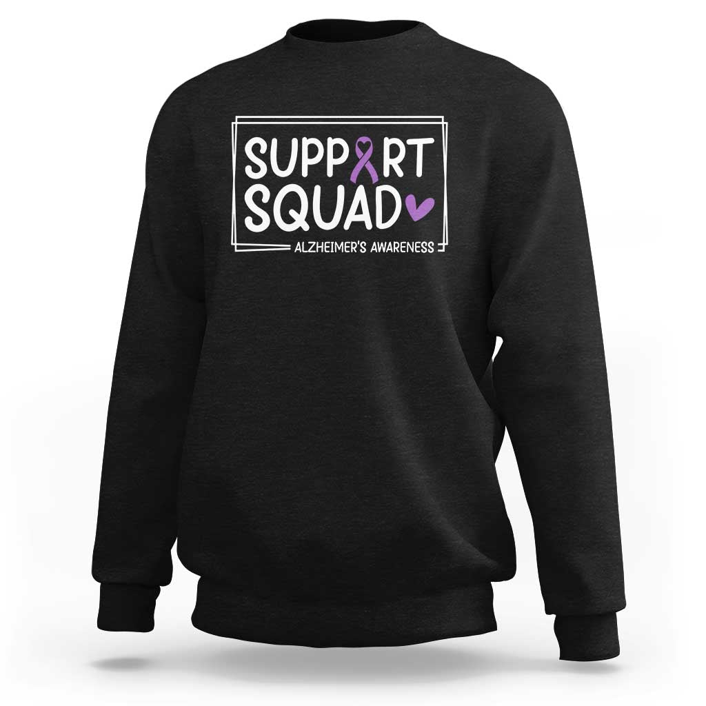 Support Squad Alzheimers Sweatshirt Purple Ribbon Hope Strength Love