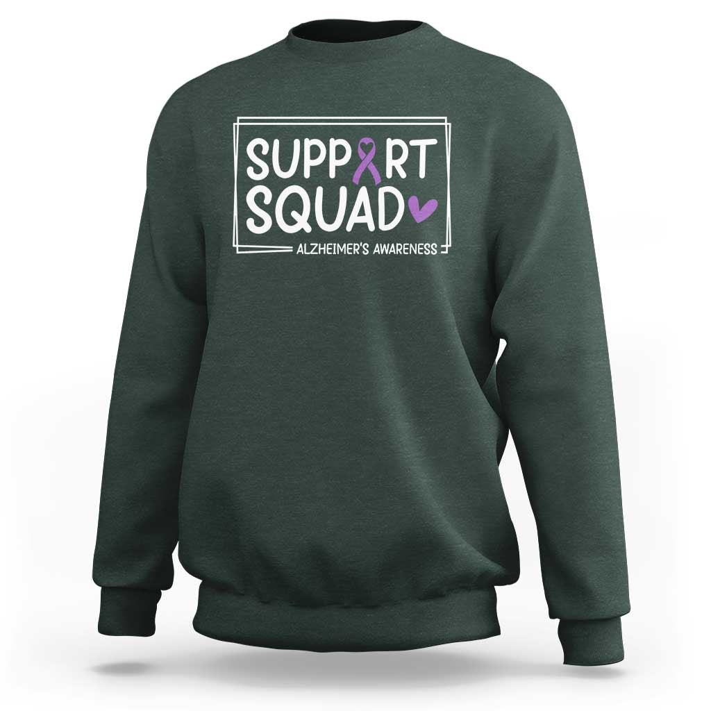 Support Squad Alzheimers Sweatshirt Purple Ribbon Hope Strength Love