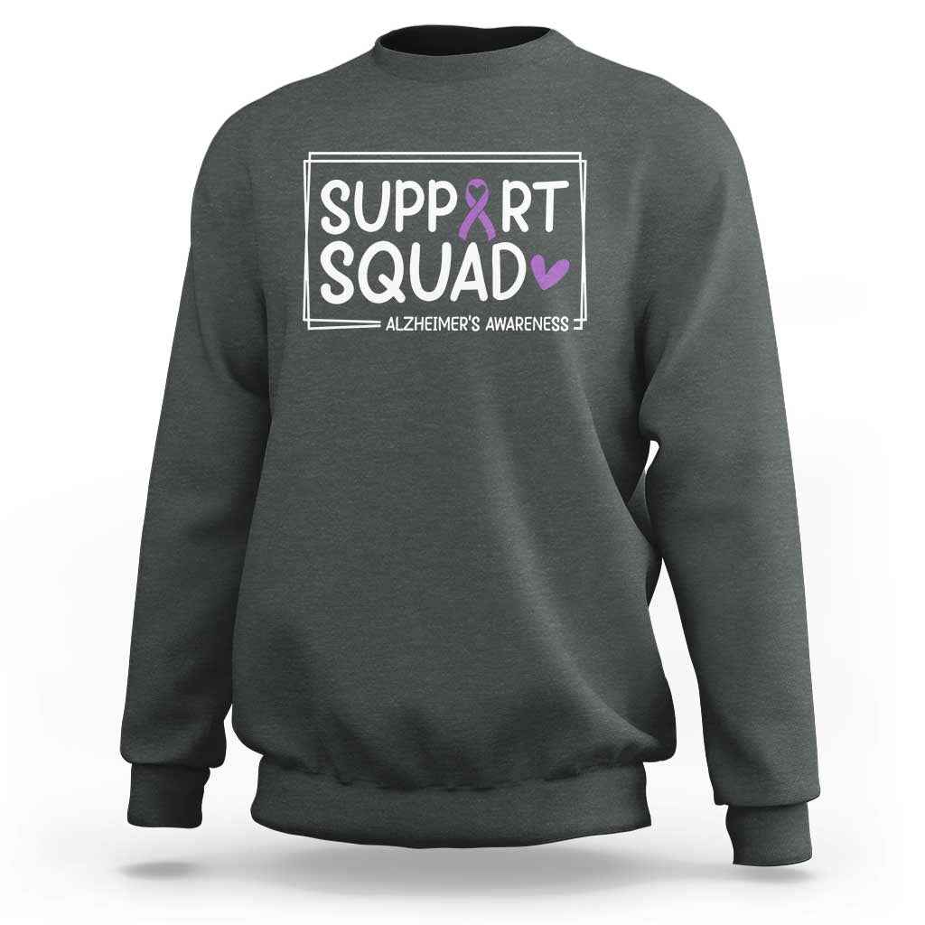 Support Squad Alzheimers Sweatshirt Purple Ribbon Hope Strength Love