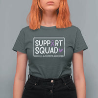 Support Squad Alzheimers T Shirt For Women Purple Ribbon Hope Strength Love
