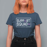 Support Squad Alzheimers T Shirt For Women Purple Ribbon Hope Strength Love