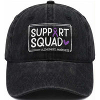 Support Squad Alzheimers Washed Cotton Baseball Cap Purple Ribbon Hope Strength Love
