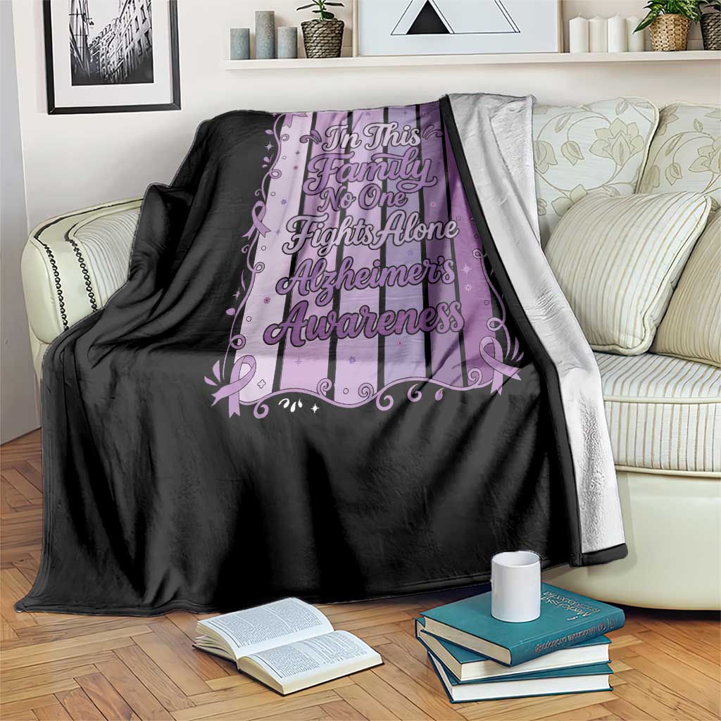 Purple Ribbon Alzheimers Caregiver Squad Gift Throw Blanket In This Family We Support Together