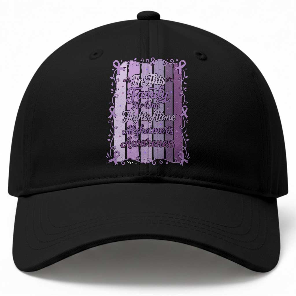 Purple Ribbon Alzheimers Caregiver Squad Gift Baseball Cap In This Family We Support Together