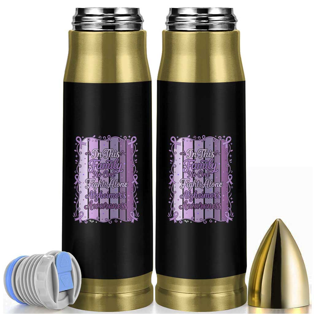 Purple Ribbon Alzheimers Caregiver Squad Gift Bullet Tumbler In This Family We Support Together