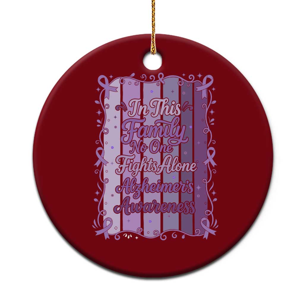 Purple Ribbon Alzheimers Caregiver Squad Gift Ceramic Ornament In This Family We Support Together