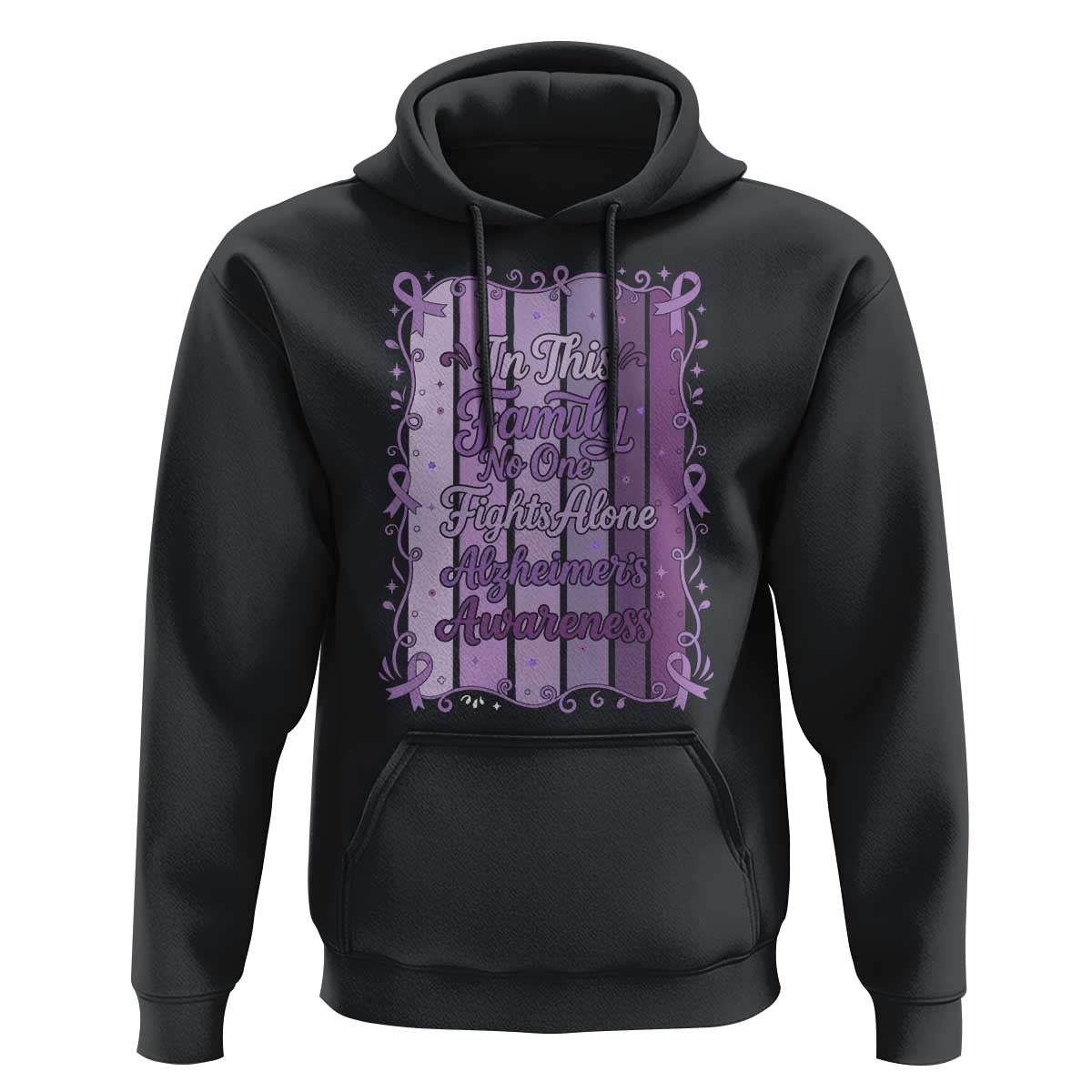 Purple Ribbon Alzheimers Caregiver Squad Gift Hoodie In This Family We Support Together