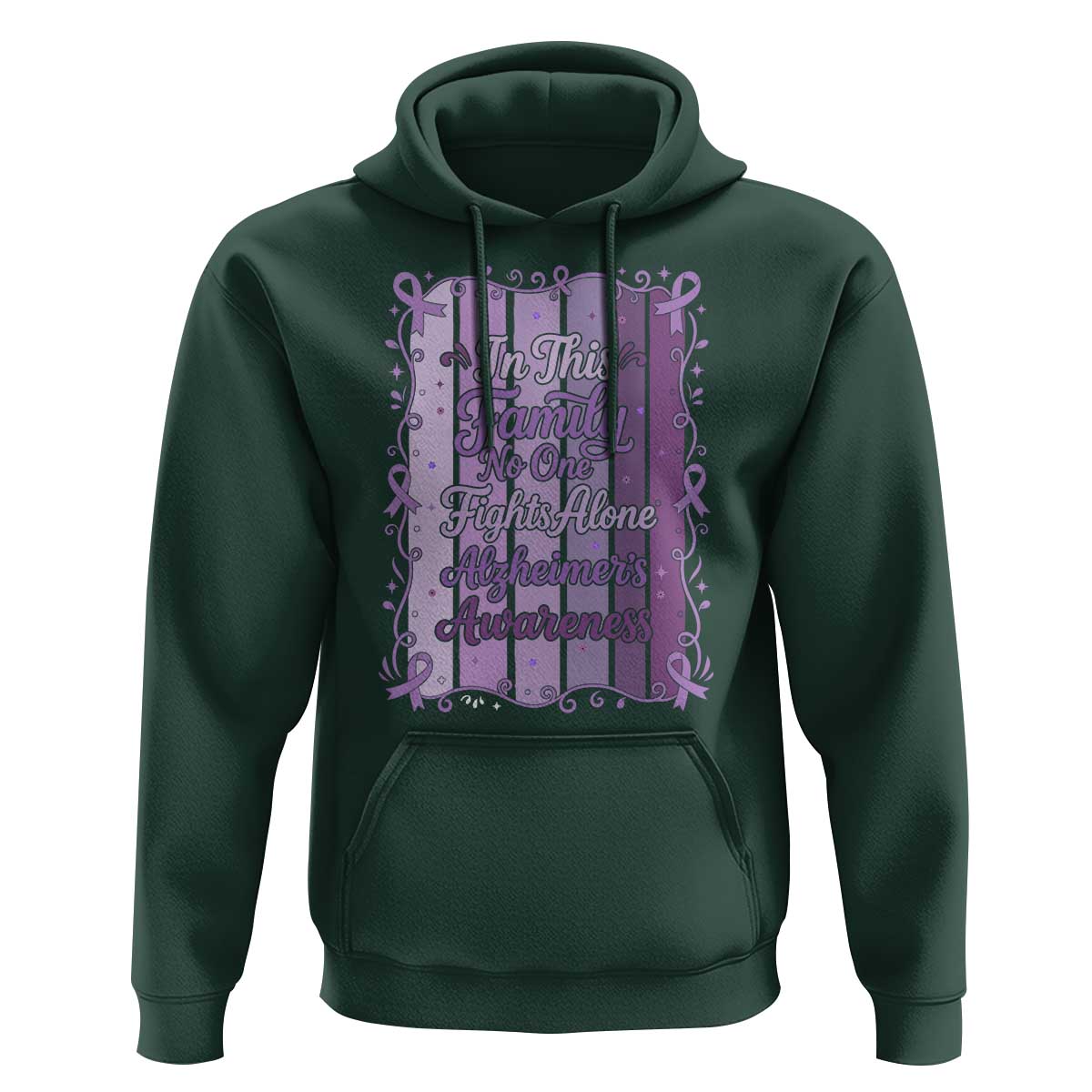 Purple Ribbon Alzheimers Caregiver Squad Gift Hoodie In This Family We Support Together