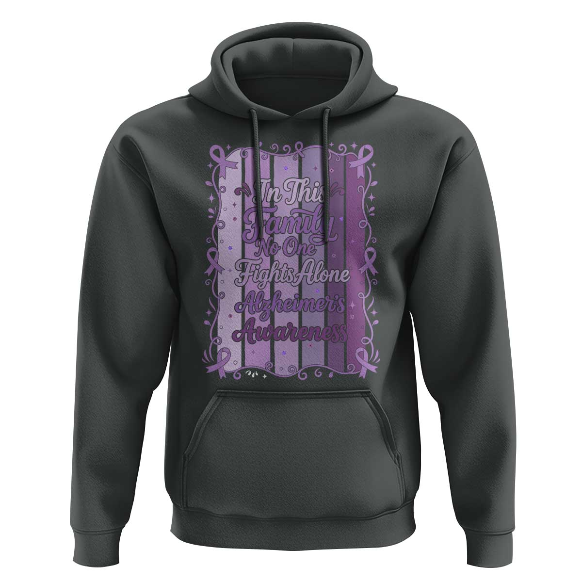 Purple Ribbon Alzheimers Caregiver Squad Gift Hoodie In This Family We Support Together