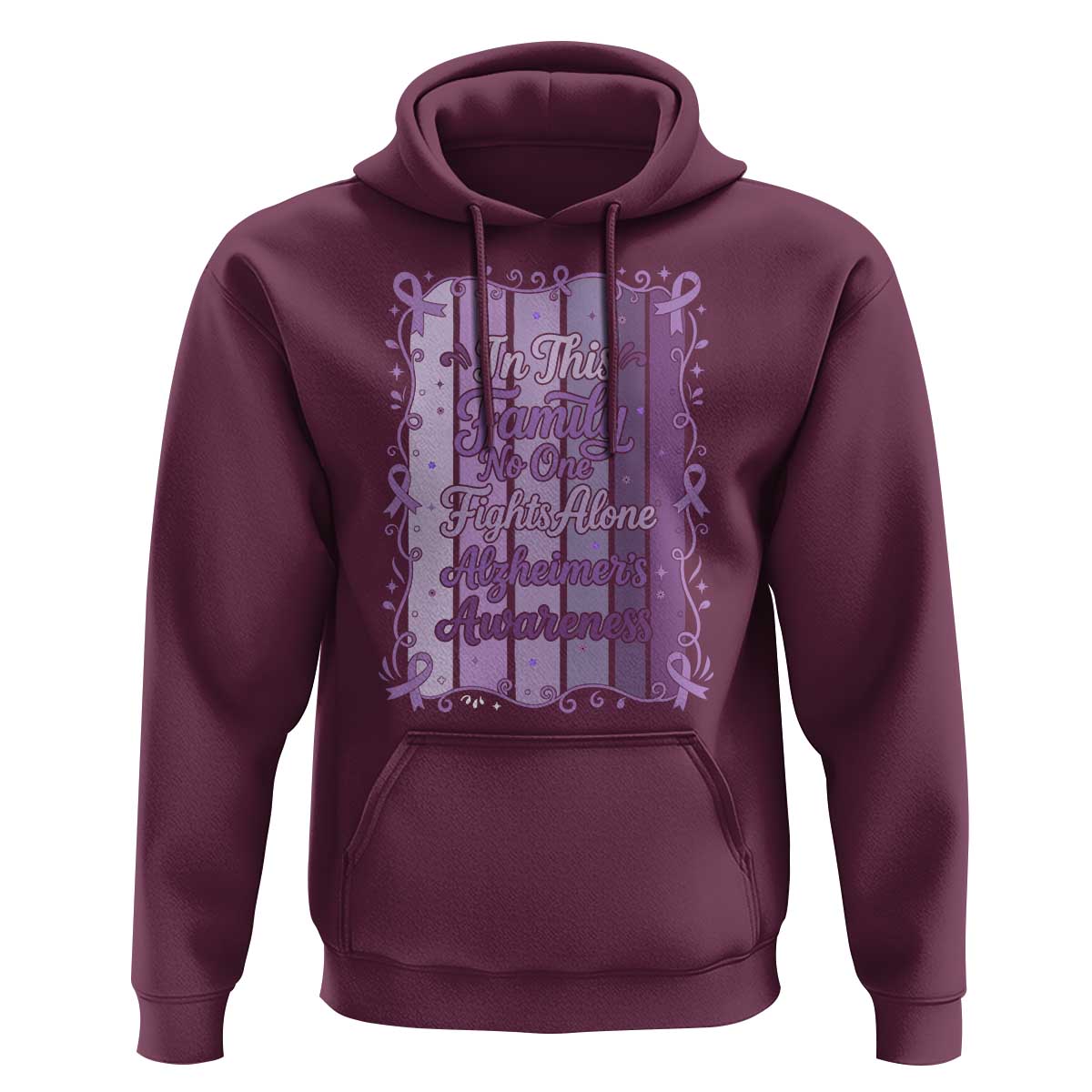 Purple Ribbon Alzheimers Caregiver Squad Gift Hoodie In This Family We Support Together