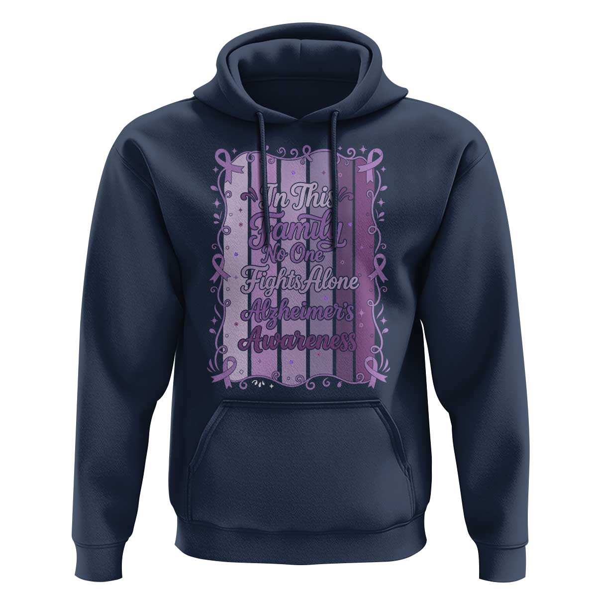 Purple Ribbon Alzheimers Caregiver Squad Gift Hoodie In This Family We Support Together