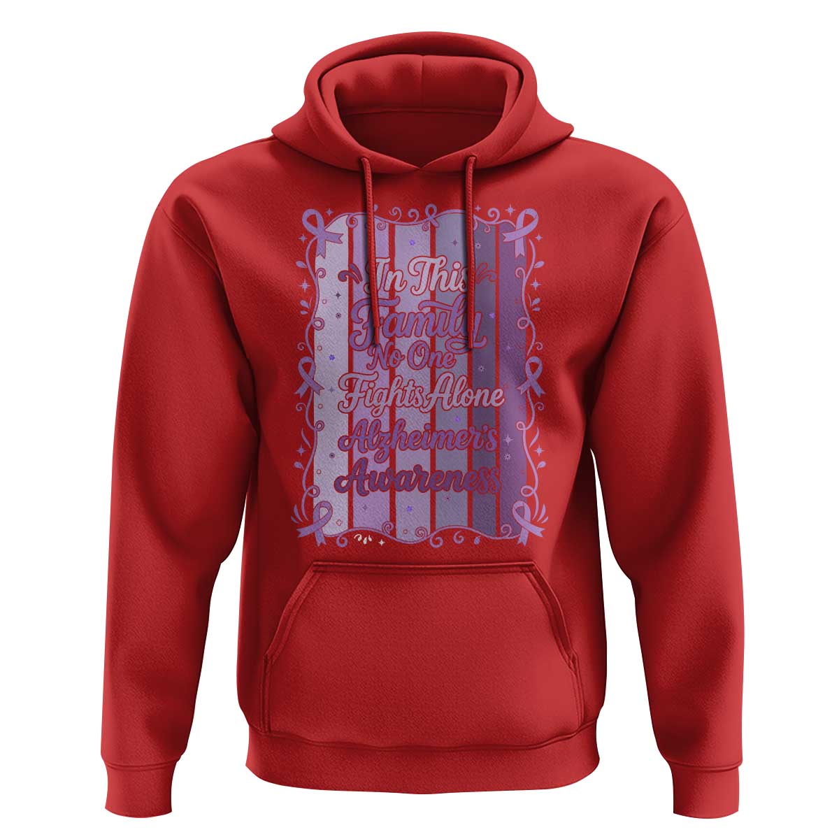 Purple Ribbon Alzheimers Caregiver Squad Gift Hoodie In This Family We Support Together