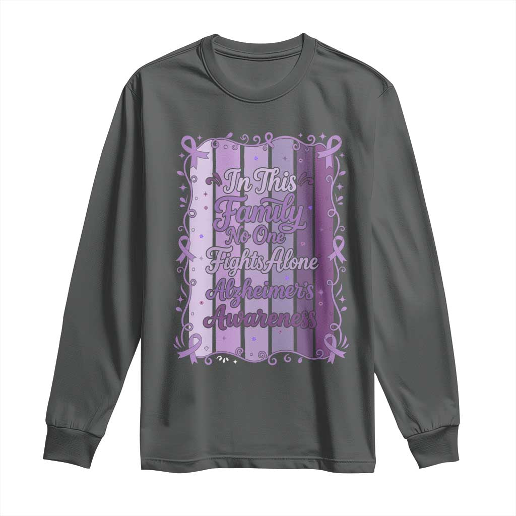 Purple Ribbon Alzheimers Caregiver Squad Gift Long Sleeve Shirt In This Family We Support Together