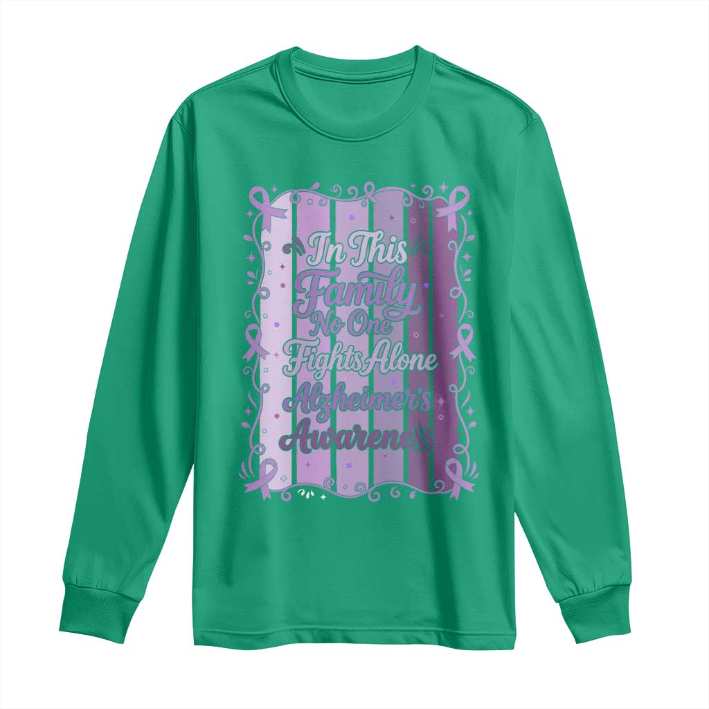 Purple Ribbon Alzheimers Caregiver Squad Gift Long Sleeve Shirt In This Family We Support Together