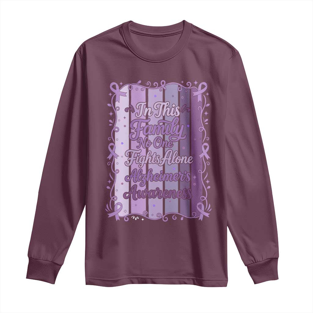 Purple Ribbon Alzheimers Caregiver Squad Gift Long Sleeve Shirt In This Family We Support Together