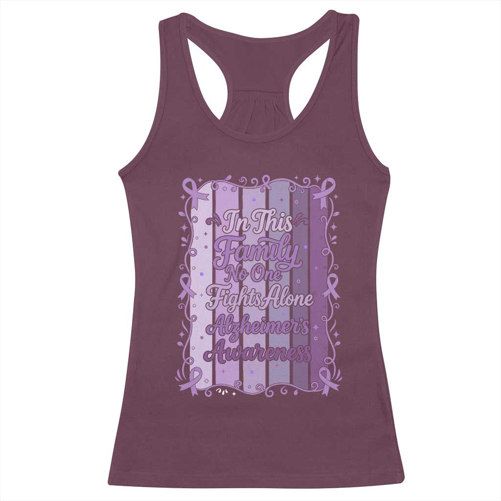 Purple Ribbon Alzheimers Caregiver Squad Gift Racerback Tank Top In This Family We Support Together