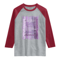 Purple Ribbon Alzheimers Caregiver Squad Gift Raglan Shirt In This Family We Support Together