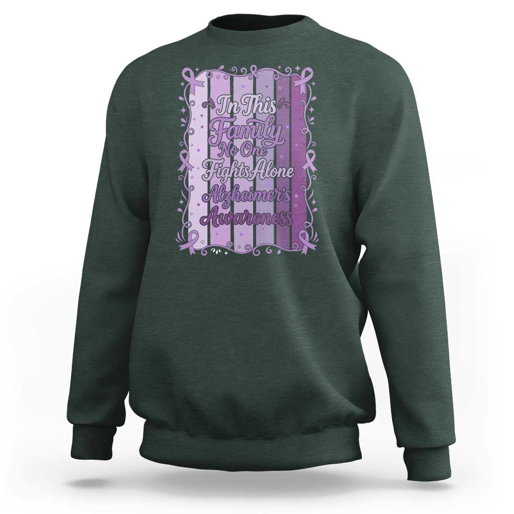 Purple Ribbon Alzheimers Caregiver Squad Gift Sweatshirt In This Family We Support Together