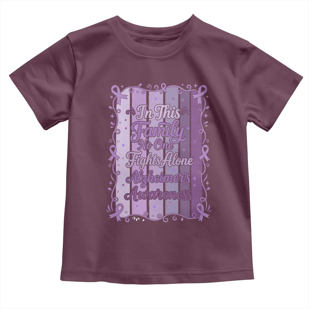 Purple Ribbon Alzheimers Caregiver Squad Gift Toddler T Shirt In This Family We Support Together