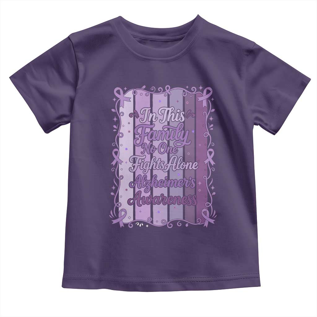 Purple Ribbon Alzheimers Caregiver Squad Gift Toddler T Shirt In This Family We Support Together