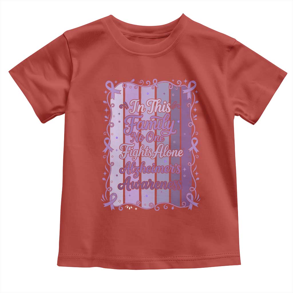 Purple Ribbon Alzheimers Caregiver Squad Gift Toddler T Shirt In This Family We Support Together
