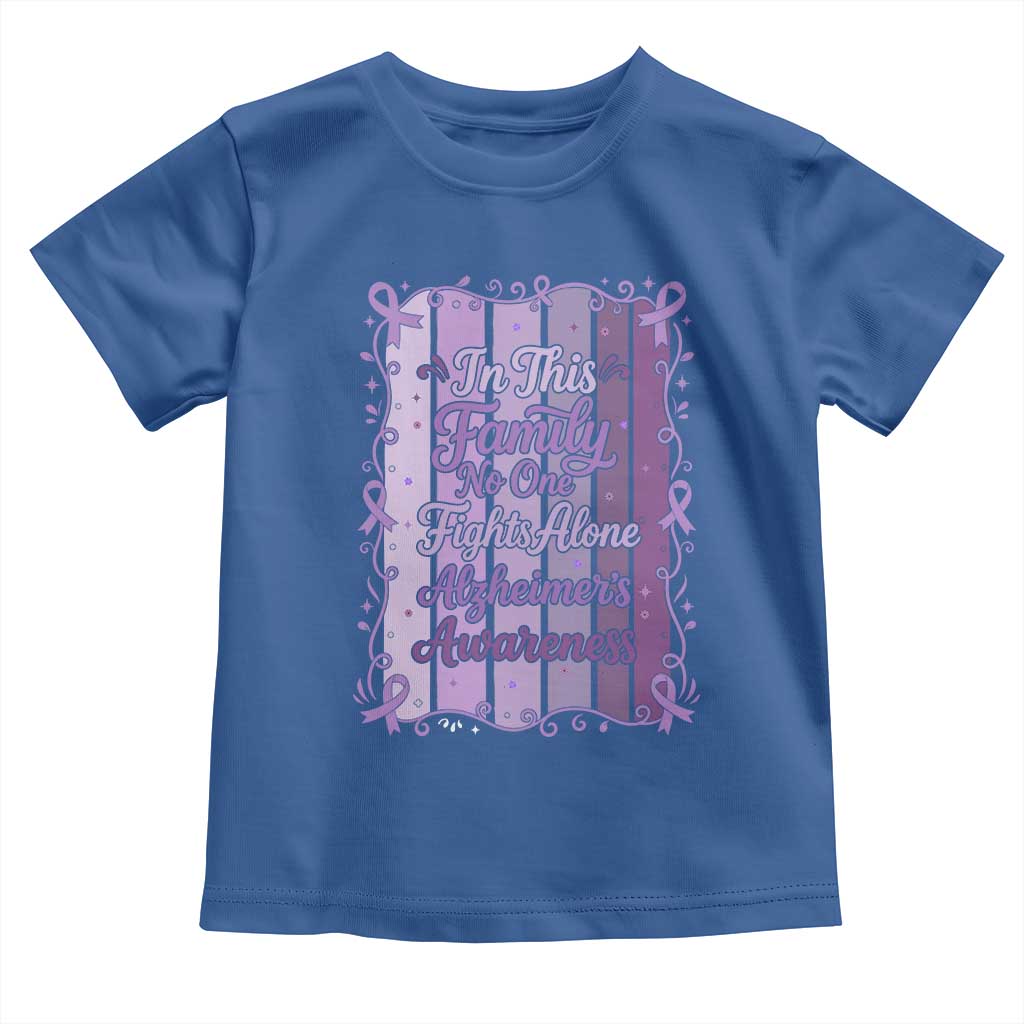Purple Ribbon Alzheimers Caregiver Squad Gift Toddler T Shirt In This Family We Support Together