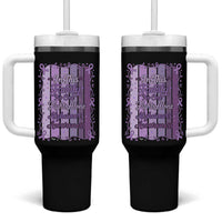 Purple Ribbon Alzheimers Caregiver Squad Gift Tumbler With Handle In This Family We Support Together