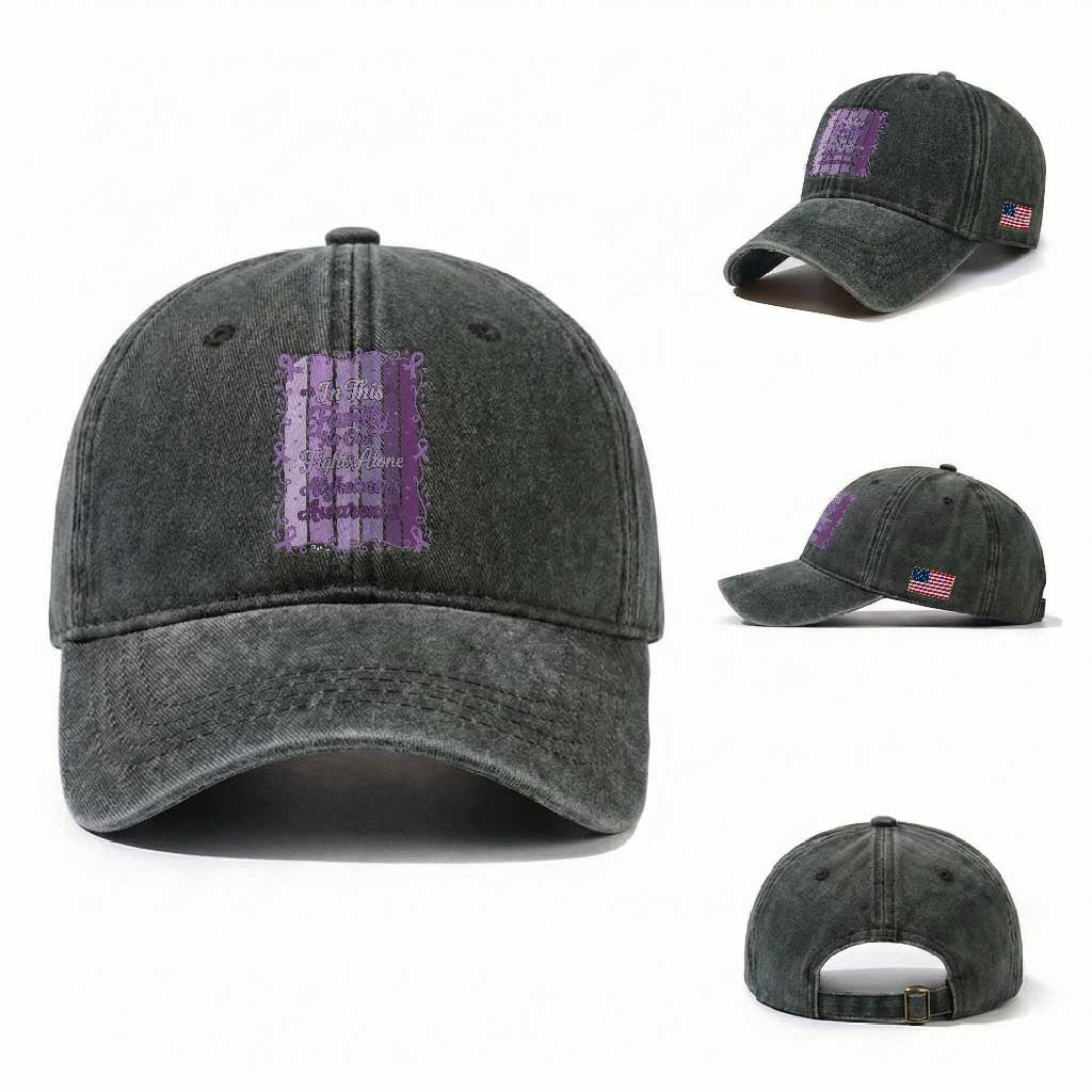 Purple Ribbon Alzheimers Caregiver Squad Gift Washed Cotton Baseball Cap In This Family We Support Together