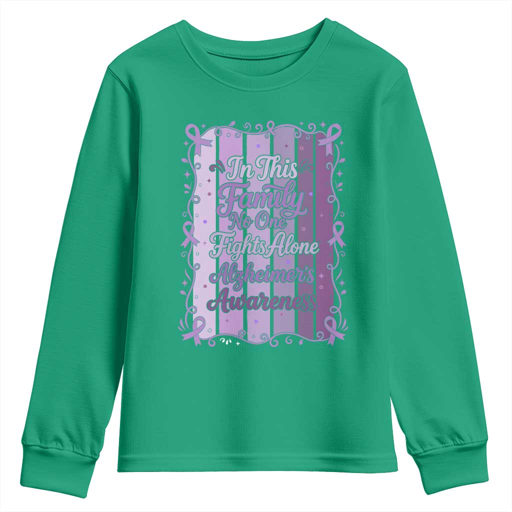 Purple Ribbon Alzheimers Caregiver Squad Gift Youth Sweatshirt In This Family We Support Together