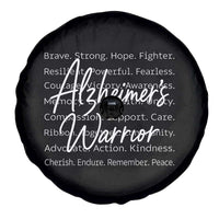 Alzheimers Warrior Purple Ribbon Support Word Cloud Typography Spare Tire Cover