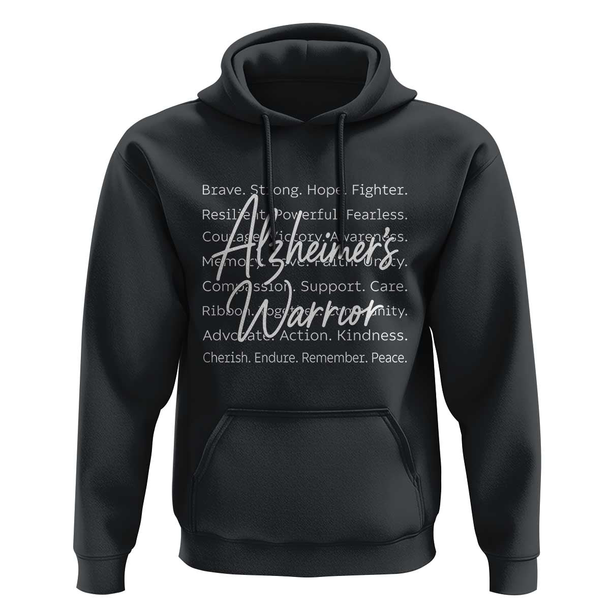 Alzheimers Warrior Purple Ribbon Support Word Cloud Typography Hoodie