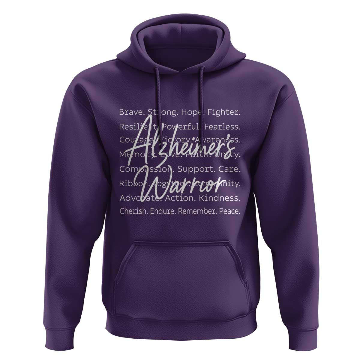 Alzheimers Warrior Purple Ribbon Support Word Cloud Typography Hoodie