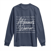 Alzheimers Warrior Purple Ribbon Support Word Cloud Typography Long Sleeve Shirt