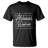 Alzheimers Warrior Purple Ribbon Support Word Cloud Typography T Shirt