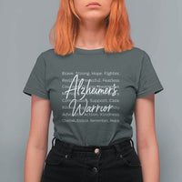 Alzheimers Warrior Purple Ribbon Support Word Cloud Typography T Shirt For Women