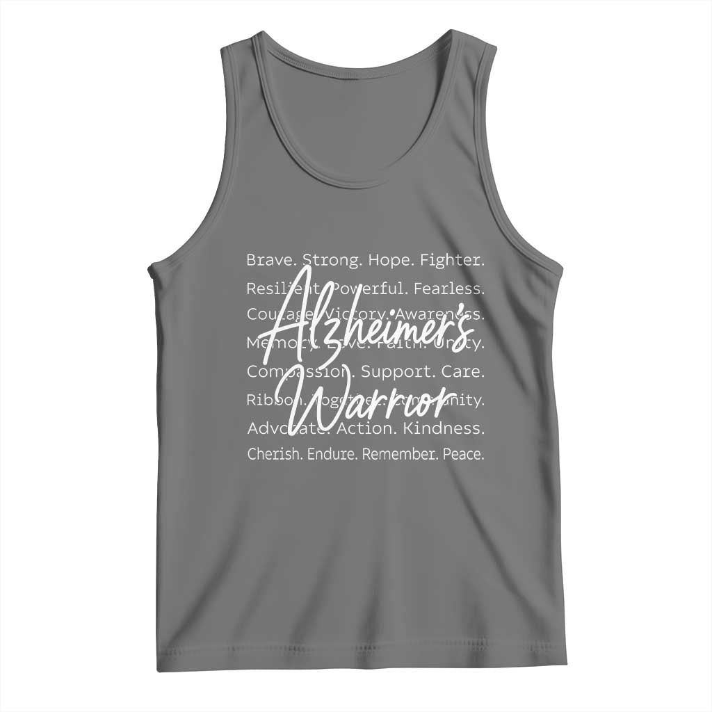 Alzheimers Warrior Purple Ribbon Support Word Cloud Typography Tank Top