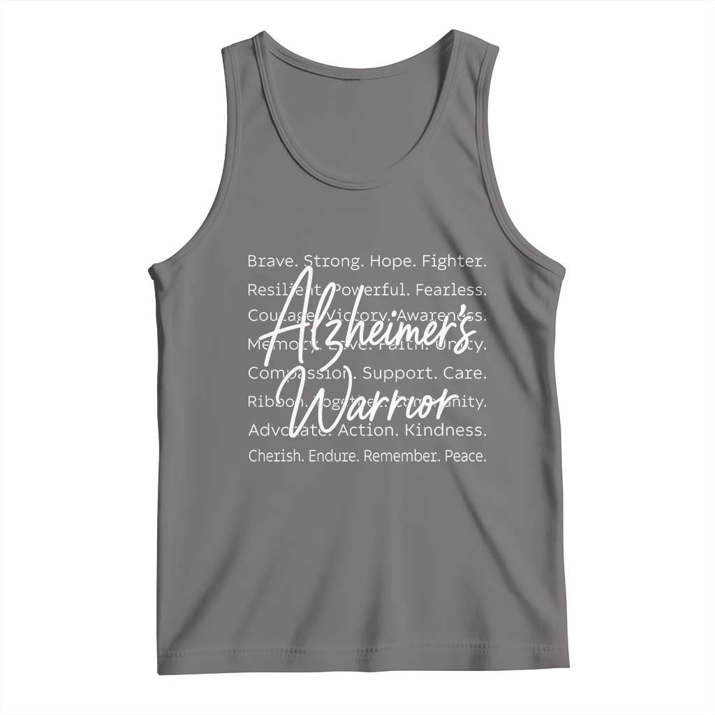 Alzheimers Warrior Purple Ribbon Support Word Cloud Typography Tank Top