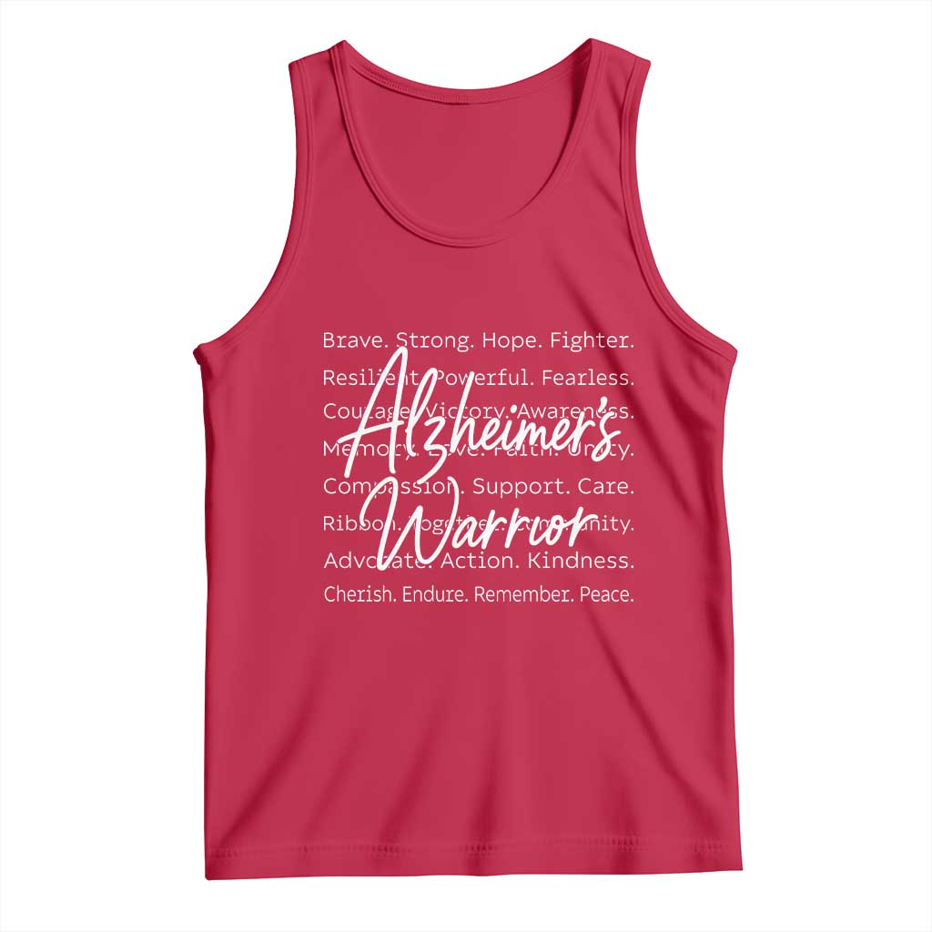 Alzheimers Warrior Purple Ribbon Support Word Cloud Typography Tank Top