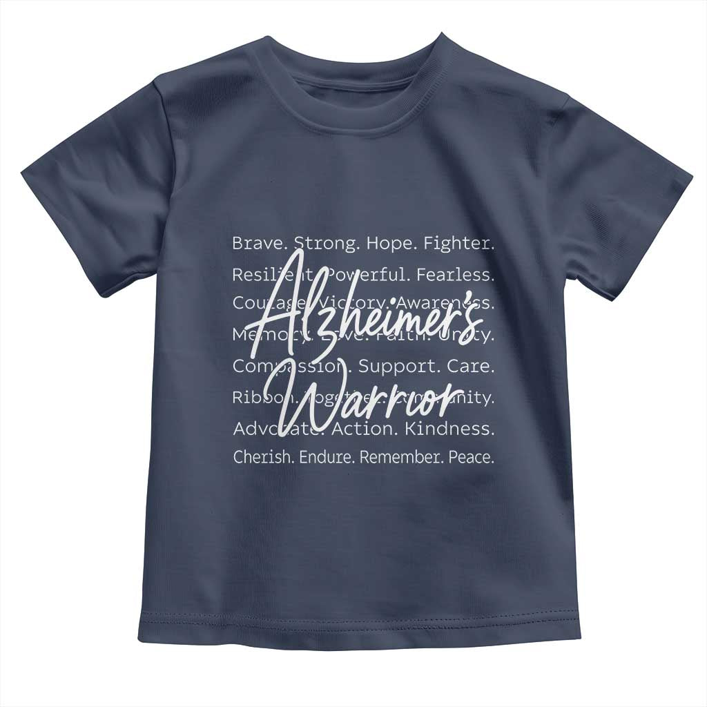 Alzheimers Warrior Purple Ribbon Support Word Cloud Typography Toddler T Shirt