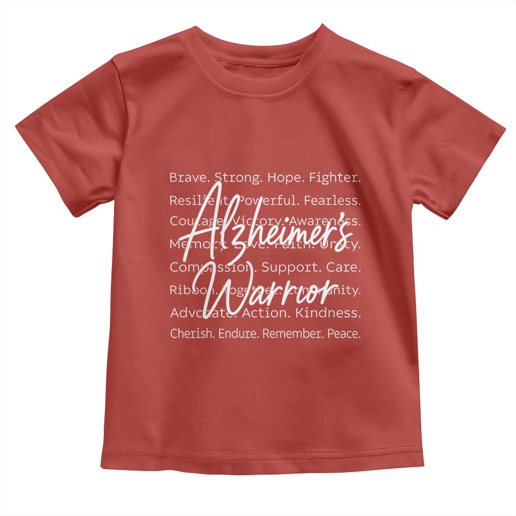 Alzheimers Warrior Purple Ribbon Support Word Cloud Typography Toddler T Shirt