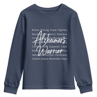 Alzheimers Warrior Purple Ribbon Support Word Cloud Typography Youth Sweatshirt