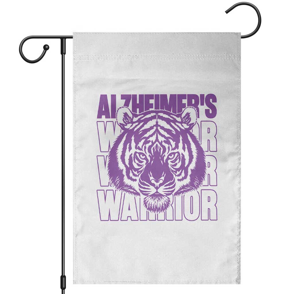 Alzheimer's Warrior Garden Flag Purple Tiger Ribbon Support Graphic