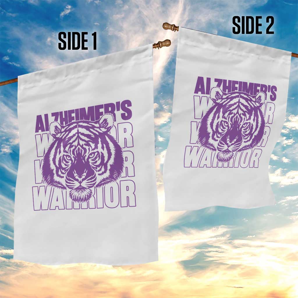 Alzheimer's Warrior Garden Flag Purple Tiger Ribbon Support Graphic